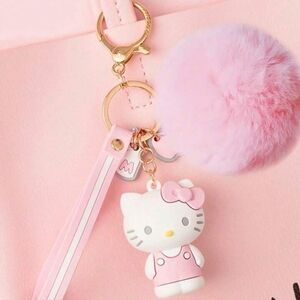 Hello Kitty keychain with plush pom pom